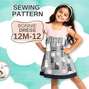 Easy Mädchen Sommer Kleid PDF Schnittmuster. Sofortiger digitaler Download. Bonni