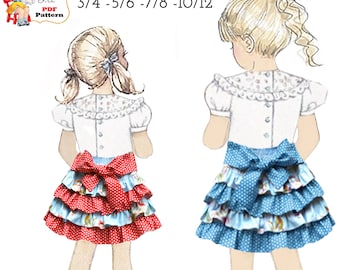 Girls Layered Skirt PDF Sewing Pattern. Instant Download. Jessalyn