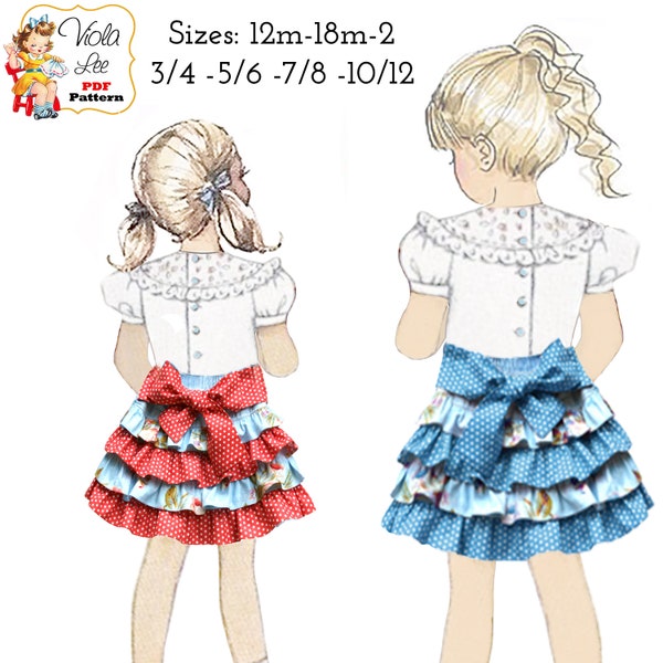 Girls Layered Skirt PDF Sewing Pattern. Instant Download. Jessalyn