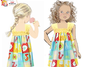 Easy Summer Dress PDF Sewing Pattern. Perfect Beach Dress. Girls Birthday Gift. Instant Download. Mindy