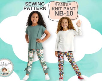 Girls Straight Leg Knit Pants Sewing Pattern. Designed for Knit Fabrics. PDF instant Download. Randie