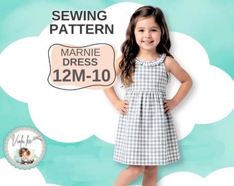 Girls Easy Dress Sewing Pattern. Toddler Open Back Sundress Pattern. 12m to 10,  PDF Digital Instant Download. Marnie