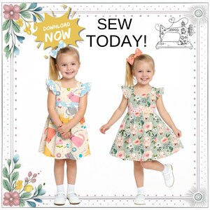 Sleeveless Dress Pattern for Girls, PDF Sewing Pattern, Sizes 12m-8, Toddler, Little Girl Flutter Sleeve Dress. Danie image 3