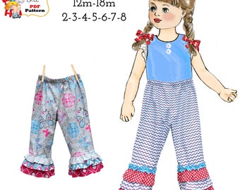 Boutique Style Ruffle Pants PDF Sewing Pattern. Digital Instant Download. Annabelle