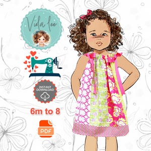Girls Summer Pillowcase Dress PDF Sewing Pattern. Perfect For Fabric Remnants & Fat Quarters, Instant Digital Download. Woven Fabric Annie