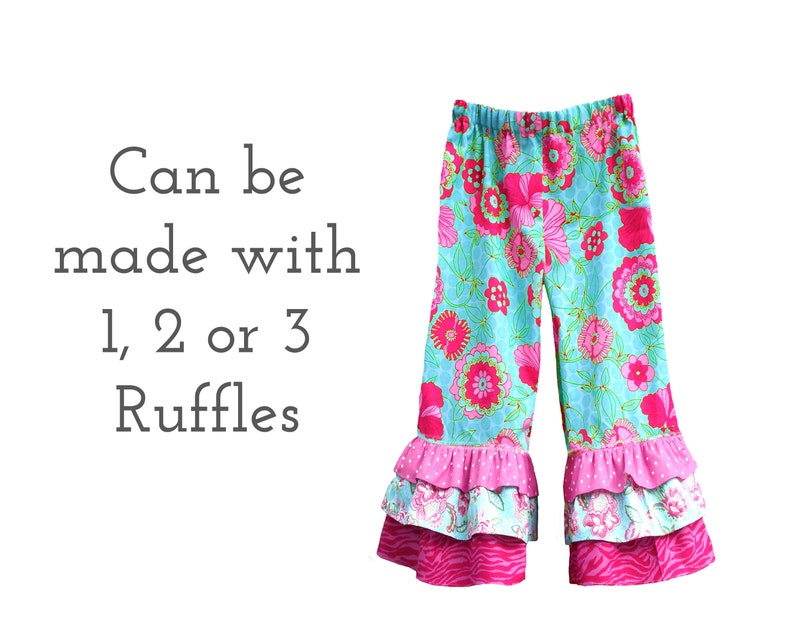 Boutique Ruffle Pants PDF Sewing Pattern. 1, 2 or 3 Ruffles. Digital Instant Download. Emma image 4