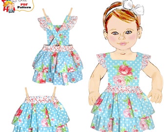 Summer Dress + Sunsuit + Skirt with Optional attached Bloomer. 3 patterns in One PDF Sewing Pattern. Instant Download. Amelia