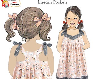 Girls Summer Dress Sewing Pattern. Flower Girl Dress Pattern. Optional Inseam Pockets. PDF Instant Download. Girls Birthday Gift.  Melanie