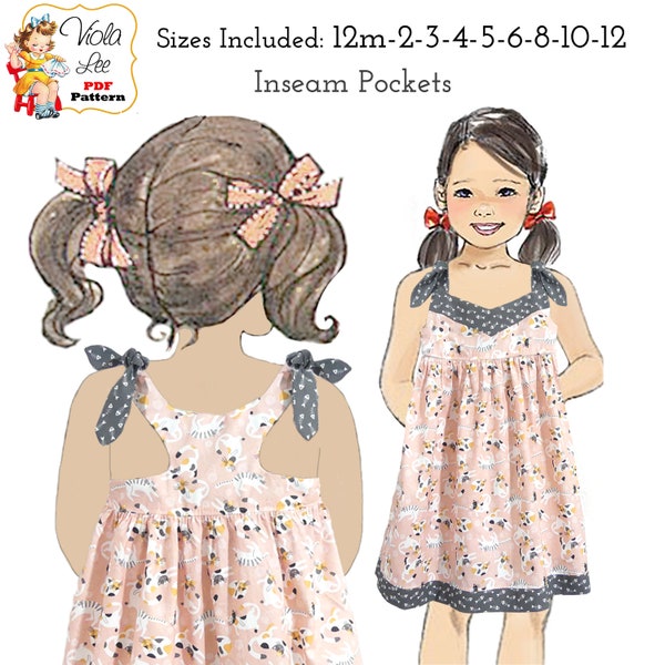 Girls Summer Dress Sewing Pattern. Flower Girl Dress Pattern. Optional Inseam Pockets. PDF Instant Download. Girls Birthday Gift.  Melanie