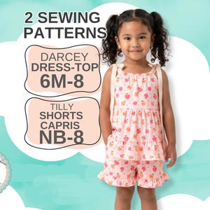 Pattern BUNDLE, Pillowcase Dress-Top + Shorts-Capris PDF Sewing Patterns. Sizes 6m to 8yrs. Digital Instant Download. Darcey Tilly