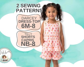 Pattern BUNDLE, Pillowcase Dress-Top + Shorts-Capris PDF Sewing Patterns. Sizes 6m to 8yrs. Digital Instant Download. Darcey Tilly