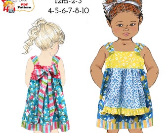 Vintage Style Apron Knot Dress PDF Sewing Pattern. Boutique Pattern, Flower Girl dress. Party & Special Occasions. Instant Download. Josie
