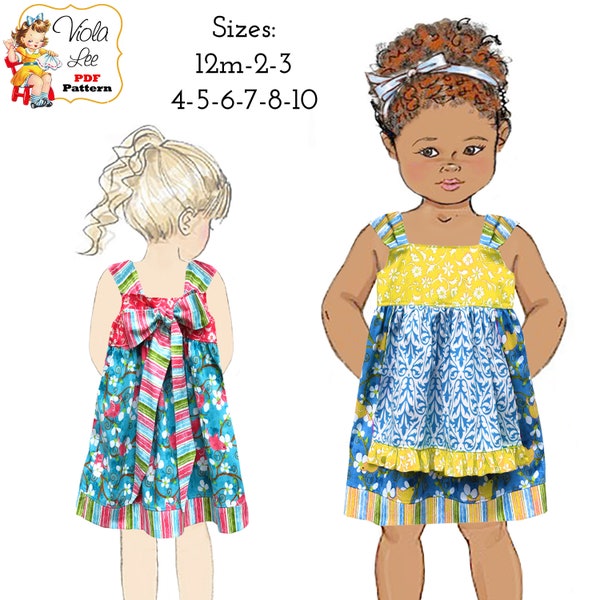 Vintage Style Apron Knot Dress PDF Sewing Pattern. Boutique Pattern, Flower Girl dress. Party & Special Occasions. Instant Download. Josie