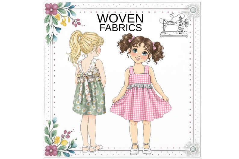 View of Girls Dress PDF Sewing Pattern. Simple Loop & Bow Closure. Sizes 12M-10 ...