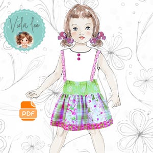 Beginners Girls Strip Skirt PDF Sewing Pattern. Ideal for your fabric Remnants. Infant, Toddlers and Girls Sizes. Instant  Download. Sara
