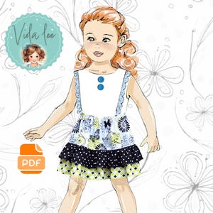 Girl's Ruffle Twirl Skirt PDF Sewing Pattern. Infant, Toddlers , Girls sizes 6m to 8. Instant Download. Madalyn