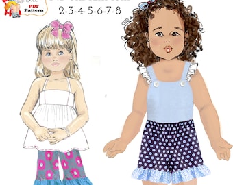 Ruffle Shorts & Capris PDF Sewing Pattern. Baby, Toddler, Girl's sizes. Instant Digital Download, Tilly