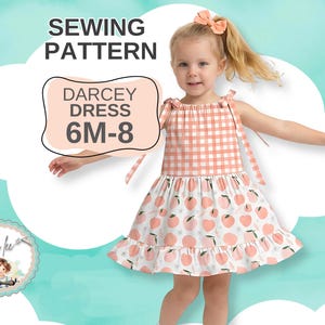 Easy Beginner Tiered Ruffle Dress PDF Sewing Pattern. Toddler, Girls Top. Classic Pillowcase Size 6m to 8. Digital Instant Download. Darcey.
