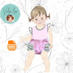 Infant Diaper and Nappy Cover Ruffle Bloomer PDF Sewing Pattern. Baby Shower Gift, Sizes NB TO 18M0. Instant Digital Download, Betsy