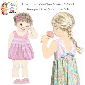 Girls Dress & MATCHING Baby Romper PDF Sewing Pattern. Instant Download.  Sallie