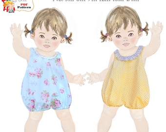 Sweet Baby Bubble Romper PDF Sewing Pattern, Instant Download. Baby Shower Gift. Jillian