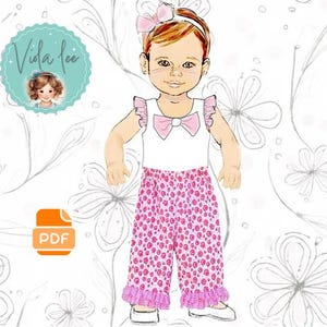 Anfänger Baby Mädchen Hose PDF Schnittmuster. Unikate Hose mit Rüschen Muster. Digitaler Sofort Download. Polly