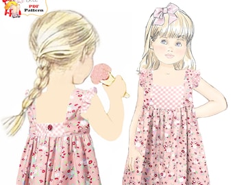Girls Summer Sundress with Flutter Sleeves Sewing Pattern for Toddlers  & Girls Flower Girl Dress Instant PDF Digital Download, Willow
