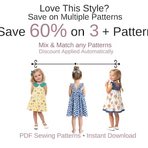 Girls Flutter Sleeve Open Back Sundress PDF Sewing Pattern. Simple, Ruffle and Band Hem Options. Toddler sizes. Instant Download, Willow image 2