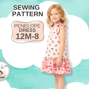 Girls Pillowcase Summer Dress PDF Sewing Pattern. Instant Digital Download. Sizes 12m-8. Penelope