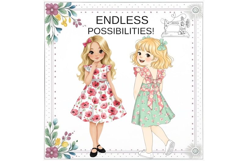 Sleeveless Dress Pattern for Girls, PDF Sewing Pattern, Sizes 12m-8, Toddler, Little Girl Flutter Sleeve Dress. Danie image 7
