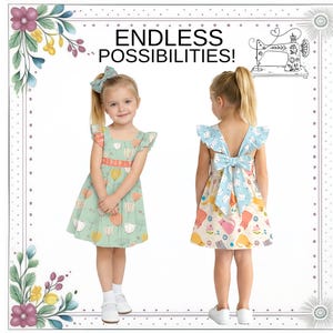Sleeveless Dress Pattern for Girls, PDF Sewing Pattern, Sizes 12m-8, Toddler, Little Girl Flutter Sleeve Dress. Danie image 6