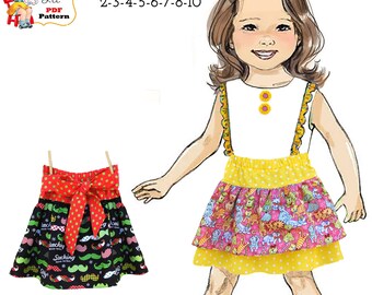 Easy Ruffle Twirl Skirt PDF Sewing Pattern with 2 layers. Instant Download,  Mary