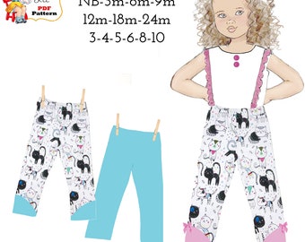 Easy Girls Knit Leggings pdf Sewing Pattern. Instant Digital Download. Randie