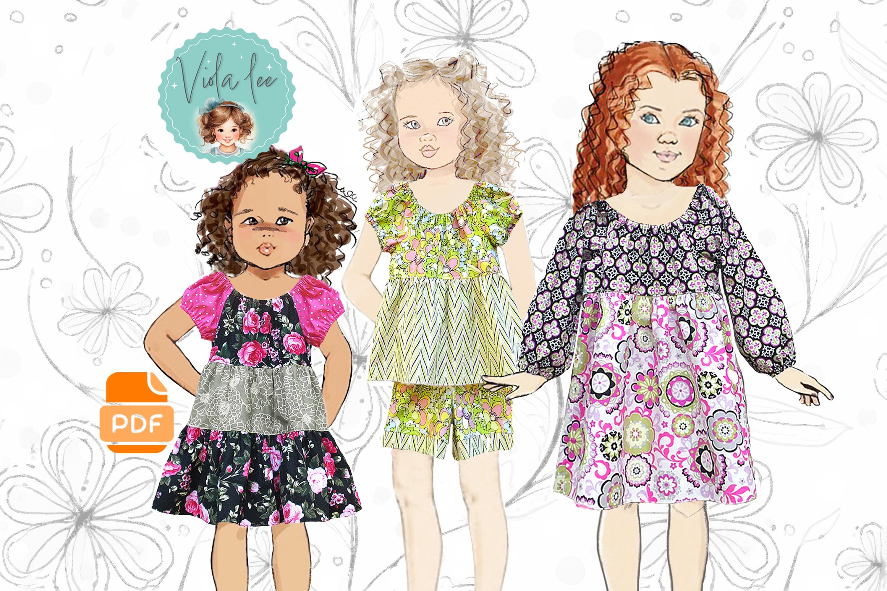 Girls Peasant Dress/Top PDF Sewing Pattern. Short and long Sleeve Options in Girls & Toddler sizes. Instant Digital Download Olivia