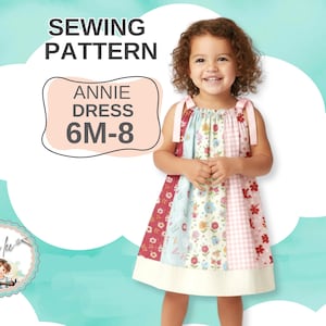 Girls Summer Pillowcase Dress PDF Sewing Pattern. Perfect For Fabric Remnants & Fat Quarters, Instant Digital Download. Woven Fabric. Annie