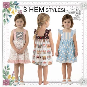 Girls Flutter Sleeve Open Back Sundress PDF Sewing Pattern. Simple, Ruffle and Band Hem Options. Toddler sizes. Instant Download, Willow image 5