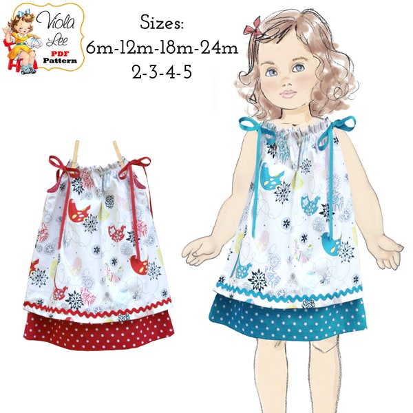 Girl's Quick Easy Pillowcase Dress with Double Layers. PDF Sewing Pattern.  Instant Digital Download. Sierra