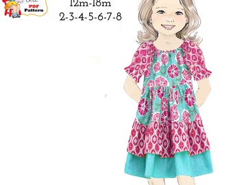 Easy Classic Peasant Dress PDF Sewing Pattern. Instant Download. Leatha