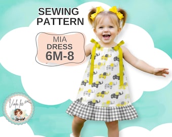 Robe taie d'oreiller fille PDF Patron de couture. Tailles 6 m-8. Téléchargement numérique instantané. Mia