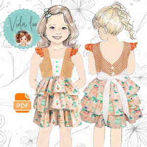 Mädchen Sommer Twirling Kleid Schnittmuster. Kleinkind-Geburtstags-Partykleid. Öffnen Sie zurück Kleid. PDF Sofort Download. Caroline