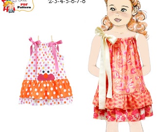 Girls Pillowcase Dress PDF Sewing Pattern. Instant Digital Download. Penelope