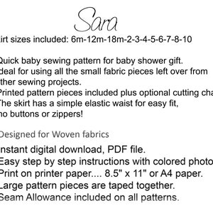 Girls Strip Skirt PDF Sewing Pattern. Toddler & Girls sizes, Digital Instant Download. Sara image 2