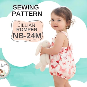 Easy Baby Bubble Romper PDF Sewing Pattern, Knit or Woven Fabrics. Baby Shower Gift. Instant Download.  Jillian
