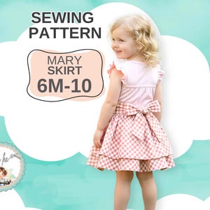 Easy Ruffle Girls Twirl Skirt PDF Sewing Pattern, Girls DIY Gift. Babies, Toddlers and Girls Sizes. Sizes 6m to 10. Instant Download,  Mary