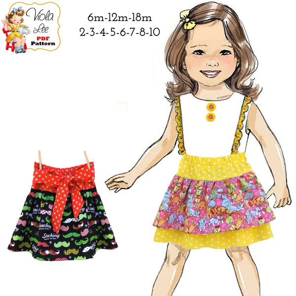 Girl's Layered Skirt PDF Sewing Pattern with 12 sizes.  Instant Download. Mary