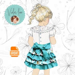 Jupe virevoltante pour fille, patron de couture PDF. DIY tenue d&#39;été pour enfant, jupe superposée à volants, cadeau d&#39;anniversaire pour enfant. Téléchargement instantané. Jessalyn