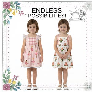 Girls Flutter Sleeve Open Back Sundress PDF Sewing Pattern. Simple, Ruffle and Band Hem Options. Toddler sizes. Instant Download, Willow image 4