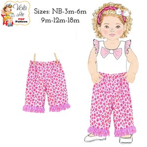 Easy Baby Ruffle Pants PDF Sewing Pattern. Digital Instant Download. Polly