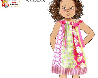 Perfect Fabric Remnants Pillowcase Dress PDF Sewing Pattern. Instant Download. Annie