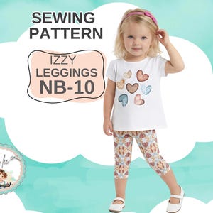 Capri & Long Knit leggings PDF Sewing Pattern. 3 Hem Options. Girls Sizes NB-10. Izzy
